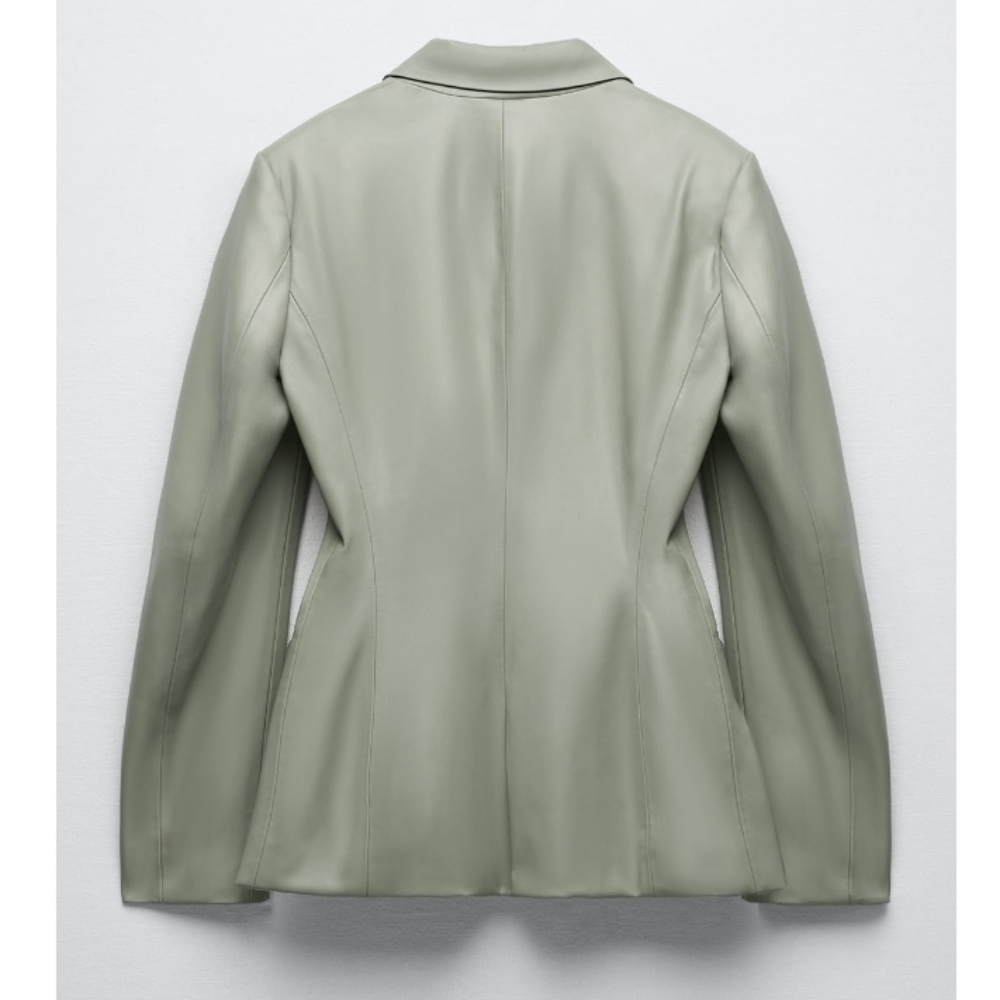 NWT Zara Balmain Style Leather Blazer Jacket - Picture 4 of 4